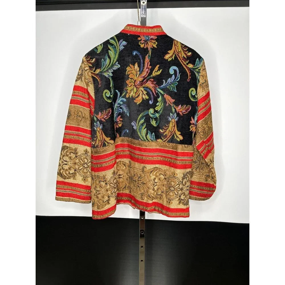 Sag Harbor Tapestry Jacket Women's 10 Multicolor Bohemian Ornate Button Brocade - Picture 5 of 10